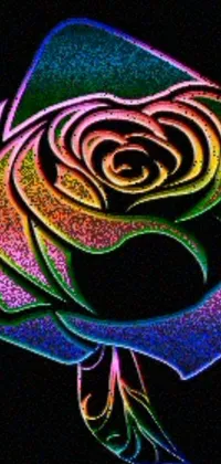 This mesmerizing live wallpaper features a stunning close-up of a colorful rose set against a black background