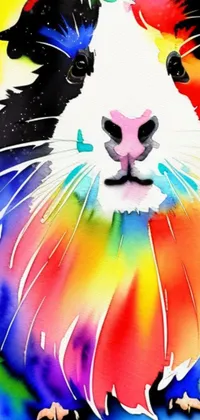 This live wallpaper showcases a vibrant airbrush painting of a guinea pig