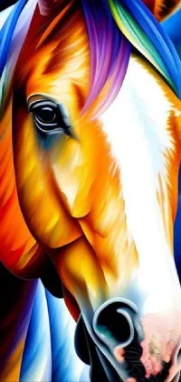 This live wallpaper features an airbrush painting of a horse in the neo-fauvism style