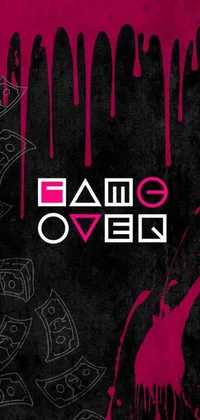 This black and pink phone live wallpaper features a stunning high-contrast design with a cash theme, including a graffiti style Square Enix emblem and the fictional location of Piltover
