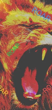 This lion live wallpaper features a stunning close-up of a fearsome animal, with its mouth open and teeth bared