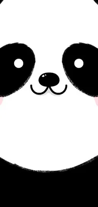 This phone live wallpaper features a close up of a cute panda face against a black background