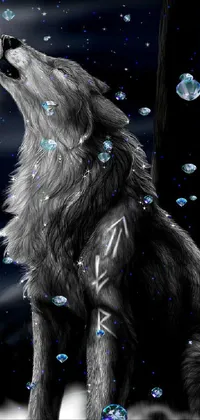 Get lost in the beauty of this animal-inspired live wallpaper featuring a stunning black and white image of a howling wolf against the backdrop of a full moon