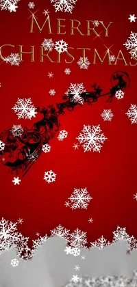 This lively Christmas-themed live wallpaper features a classic red and white color scheme with snowflakes beautifully falling across the screen