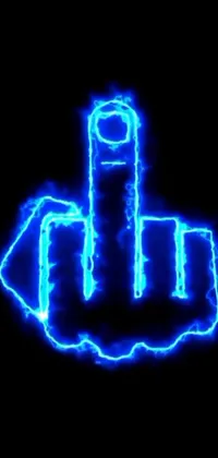 This electronic phone live wallpaper features a cartoonish, neon blue glowing finger on a black background