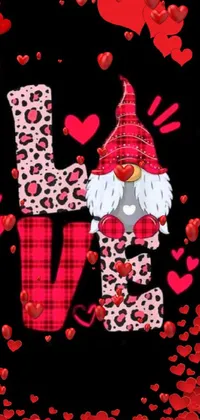 Get this captivating valentine-themed live wallpaper with a charming gnome and beautifully crafted hearts