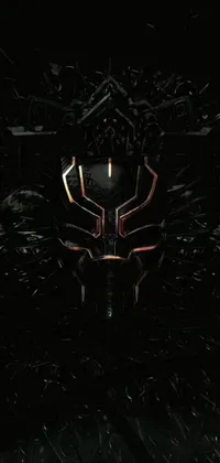This phone live wallpaper showcases a stunning helmet adorned with armor, a crown, and a venomous snake, all set against a sleek black background
