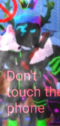 This live phone wallpaper features a sign with the text &quot;don&#39;t touch the phone&quot; set against a raytraced background