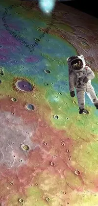 This live wallpaper is a mesmerizing depiction of the moon's surface, using neochrome colors to bring the artwork to life
