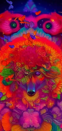 If you are a dog lover, this live wallpaper is perfect for you! The background is filled with colorful flowers, making an eye-catching backdrop for the ultra-detailed painting of a beloved dog in the center