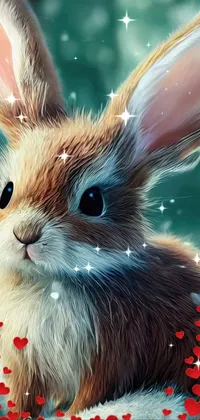 Looking for an ultra-cute phone wallpaper? Look no further! This live wallpaper features an incredibly realistic digital painting of a furry rabbit snuggled up on a cozy blanket