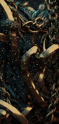 Discover a spectacular phone live wallpaper featuring close-up golden chains rendered in 3D