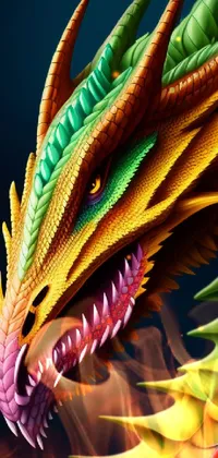 Experience the captivating close-up view of a stunning dragon's head on your phone with this live wallpaper