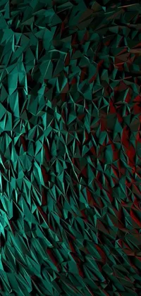 The live wallpaper offers a stunning visual appeal with geometric patterns of triangles and lines in green and red colors