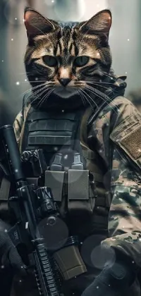 Outerwear Military Camouflage Cat Live Wallpaper