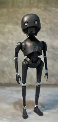 This phone live wallpaper boasts a stunning close-up of a toy figure with a helmet, featuring a unique neo-dadaistic style