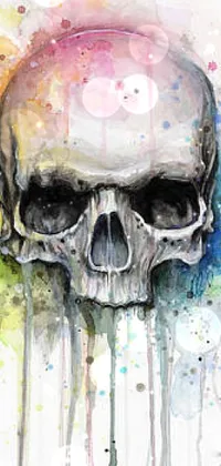Looking for a striking and artistic live wallpaper? Look no further than this watercolor skull painting available on Fine Art America! Featuring dripping paint and crafted with care, this wallpaper is sure to add a touch of sophistication and edginess to your phone screen