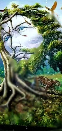 Paint People In Nature Branch Live Wallpaper