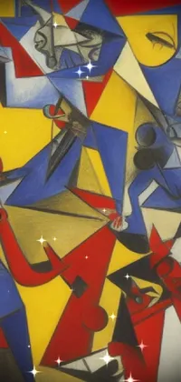This live wallpaper for your phone features an art piece in stunning cubist style, portraying a group of people playing instruments