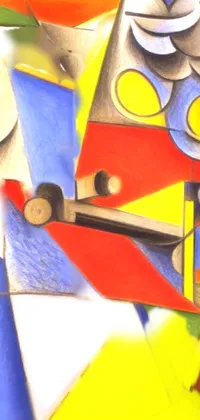 This incredible phone live wallpaper showcases a mesmerizing cubist painting in colored pencil