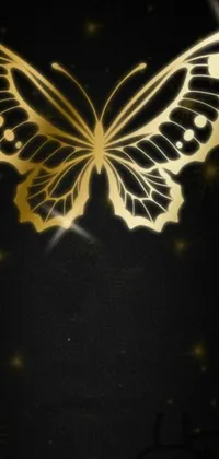 This phone live wallpaper features a stunning digital art of a butterfly in close-up on a black background