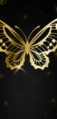 This phone live wallpaper showcases a captivating digital art design of a butterfly resting amidst a black backdrop