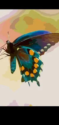This live phone wallpaper showcases a stunning butterfly resting on a vibrant flower
