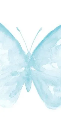 Looking for a beautiful live wallpaper for your phone? Check out this stunning watercolor painting of a blue butterfly! Rendered in a minimalist design, this wallpaper features a pale blue background that highlights the intricate details of the butterfly's wings