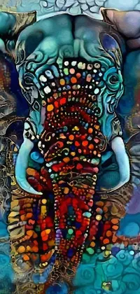 This live wallpaper features a stunning close-up painting of an elephant, inspired by eye-catching psychedelic art and colorful glass designs