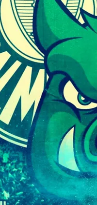 This phone live wallpaper features a posterized close-up shot of a Boston Celtics logo painted on a wall with a primitivist touch