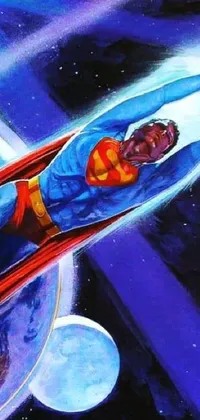 Add a touch of 1970s science-fiction to your smartphone with this HD live wallpaper of Superman flying over a distant planet