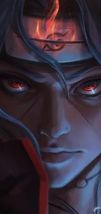 Add a touch of darkness to your phone's aesthetic with this close-up live wallpaper featuring a red-eyed figure