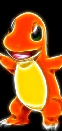Get ready to catch 'em all with this stunning live wallpaper featuring a close-up of the beloved Pokemon character, Charmander