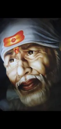 This stunning airbrushed live wallpaper features a serene painting of a man wearing a white turban on his head