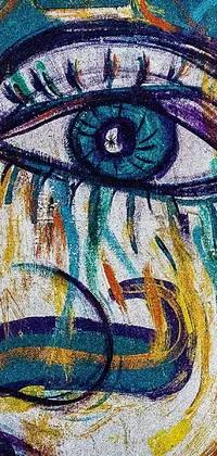 Looking for a striking phone wallpaper? Look no further than this close-up painting of an eye, painted in a neo-expressionist style
