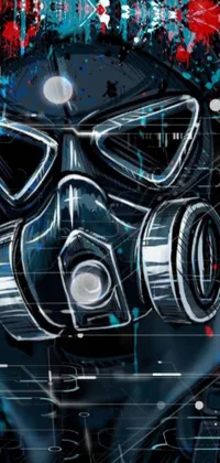 This live wallpaper showcases a vector art gas mask painting in neo-noir style