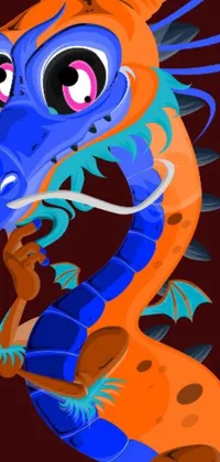 This dynamic phone live wallpaper showcases a bold digital artwork of a colorful cartoon dragon