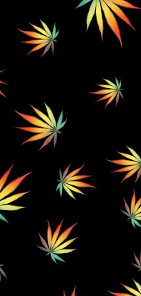 Get lost in the hypnotic and colorful display of multicolored marijuana leaves with this phone live wallpaper