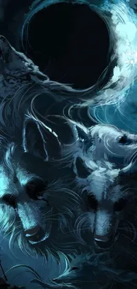 Transform your phone with this mesmerizing live wallpaper featuring a stunning painting of a majestic wolf by ESAO