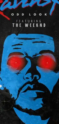 This phone live wallpaper features a mesmerizing poster of a man with striking red eyes