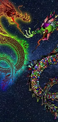 This live wallpaper features a colorful dragon flying through a starry night sky, adding a touch of fantasy and magic to your phone device