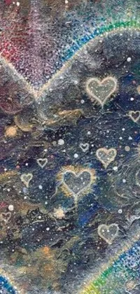 This phone live wallpaper features a stunning painting of a heart surrounded by stars