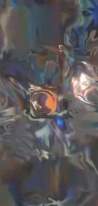 In this phone live wallpaper, a close-up of a shiny and reflective piece of tin foil in a digital painting style is mixed with generative art, low-quality video and water reflecting suns light effect