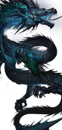 This live wallpaper features a stunning close-up of a black and blue water dragon, designed by concept artist Li Zai