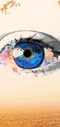 This stunning phone live wallpaper features a beautiful blue eye in intricate detail