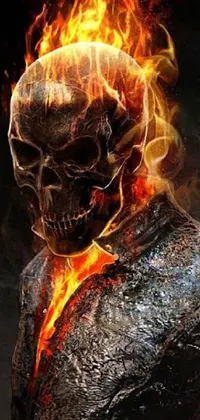 This live wallpaper features a suited man with fiery head, reminiscent of a popular comic book character