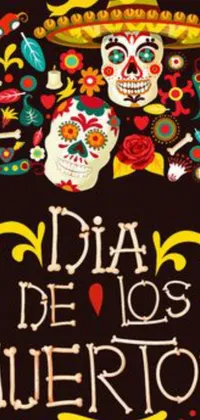 This Dia de los Muertos live wallpaper is inspired by Mexican poster art and features vibrant and colorful designs
