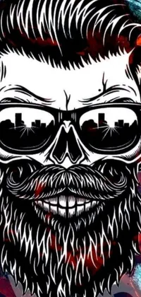 This live wallpaper showcases a bearded man in sunglasses surrounded by colorful graffiti art