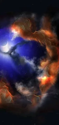 Introduce an out-of-the-world phone live wallpaper boasting a visually-stunning digital art of a black hole in the sky