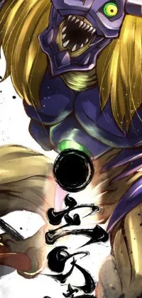 This phone live wallpaper boasts a cartoon character wielding a sword in a close-up view